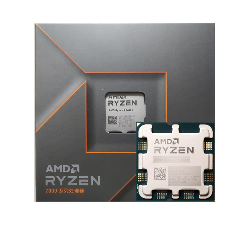 AMD 锐龙R5 7400F 7500F 7600X 7800X 3D 7900X 3D 9600X 9700X 9800X 3D 9950X 电脑CPU处理器  R5 9600X 散片（带核显） 单CPU