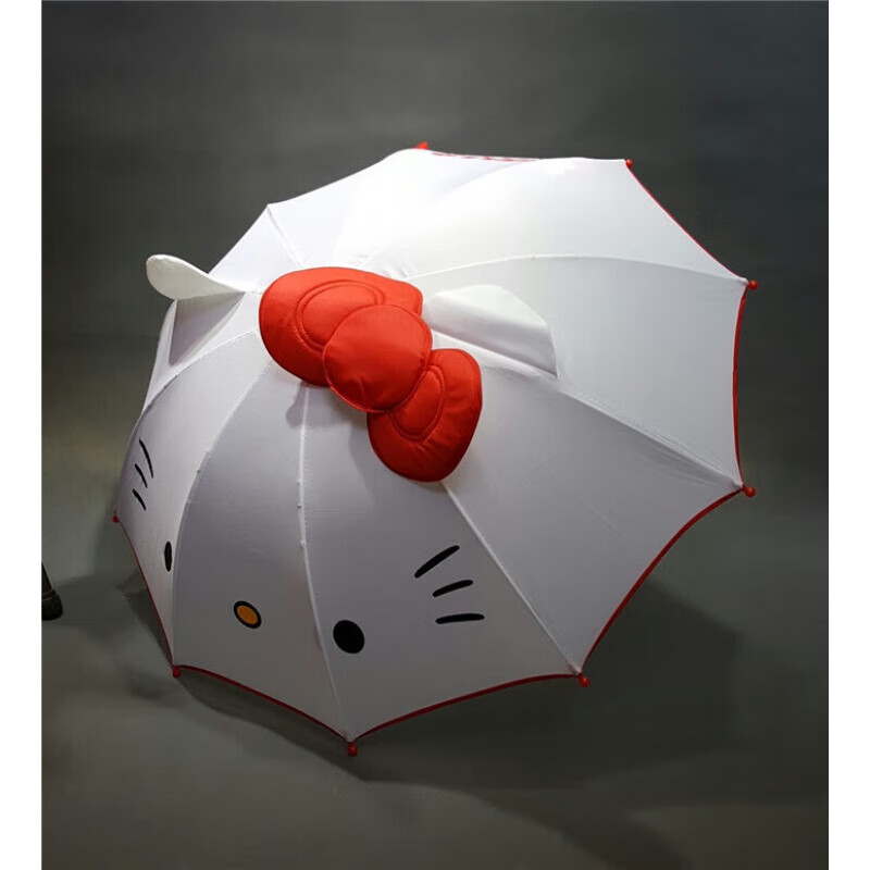 霜魄【首单立减】雨伞猫咪长柄伞晴雨伞可爱蝴蝶结耳朵猫咪伞学生伞 白色 48*8