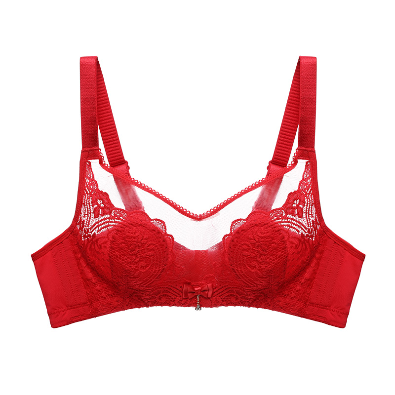 伊丝艾拉超薄无钢圈舒适文胸 全罩杯内衣女薄款透气聚拢大胸显小收