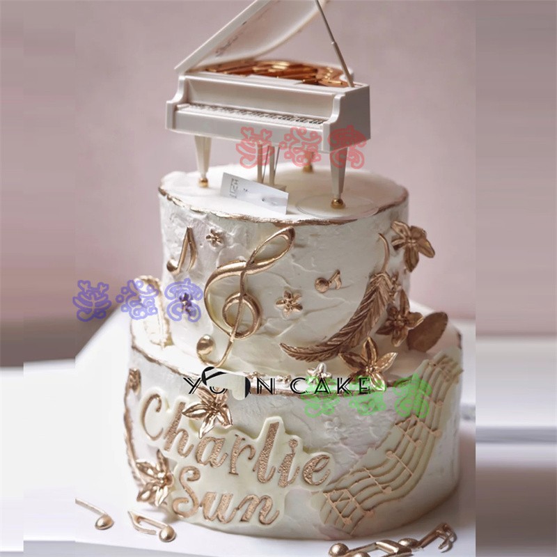 芙滋窝创意钢琴吉他小提琴音符音乐生日蛋糕旋转芭蕾女孩全国同城配送