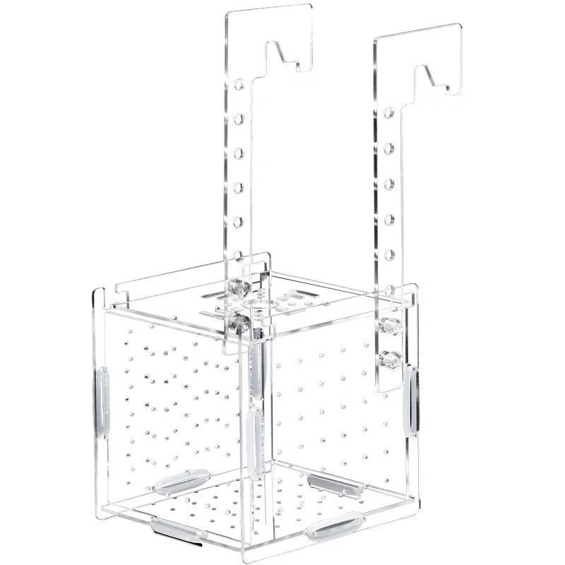 边胜鱼缸隔离盒孔雀鱼繁殖盒孵化盒亚克力产卵鱼卵鱼苗繁殖箱小鱼产房 三格40*20*30【吸盘+挂钩】