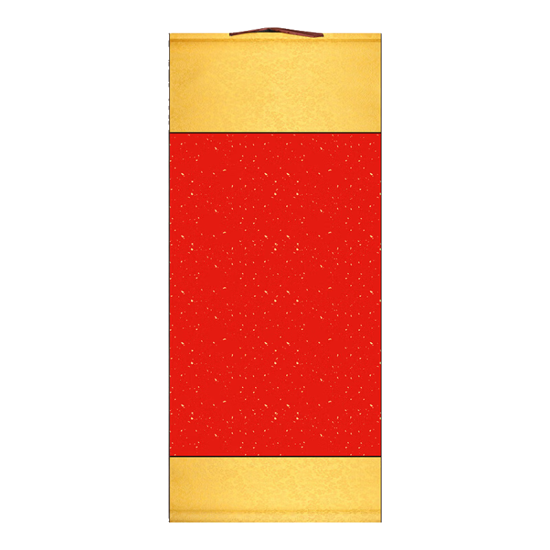 吉穎齋（jiyingzhai） 萬(wàn)年紅灑金宣紙空白掛軸四言對(duì)聯(lián)福壽喜字宣紙卷軸空白掛畫半生半熟豎軸 大號(hào)款-四尺三開掛軸 萬(wàn)年紅灑金宣紙掛軸（1卷/件）