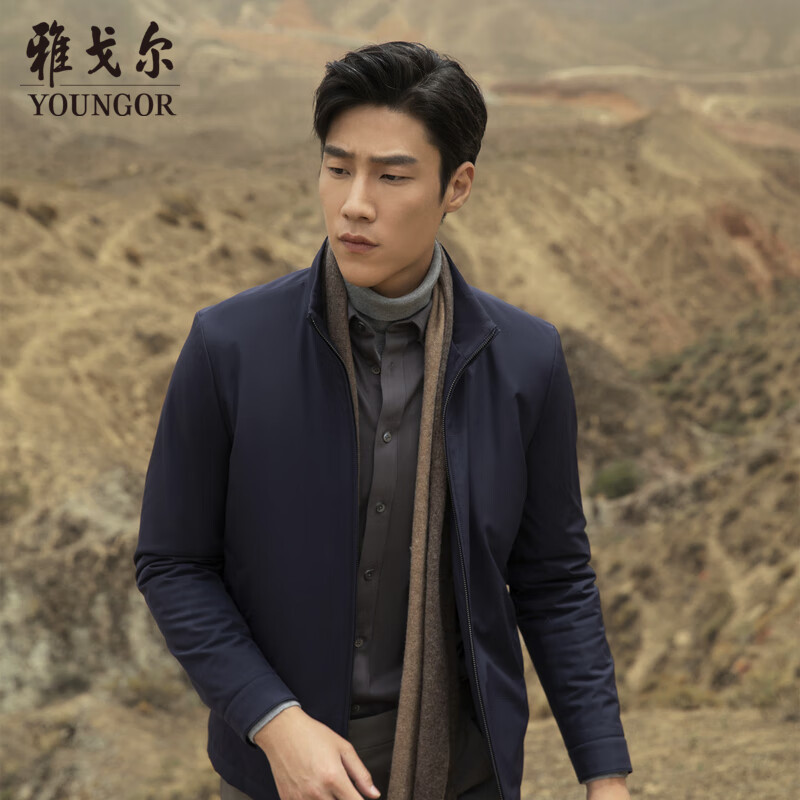 雅戈尔（YOUNGOR）棉褛男立领短款棉茄克锦纶面料 耐穿舒适透气男士上衣外套 藏青 L 175/96A