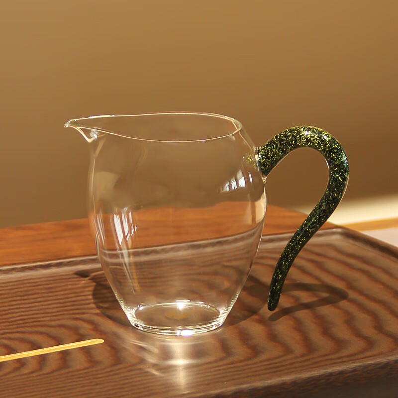 弘龍翊口茶海高硼硅玻璃公道杯加厚耐热日式分茶器透明泡茶茶具配件 黑金