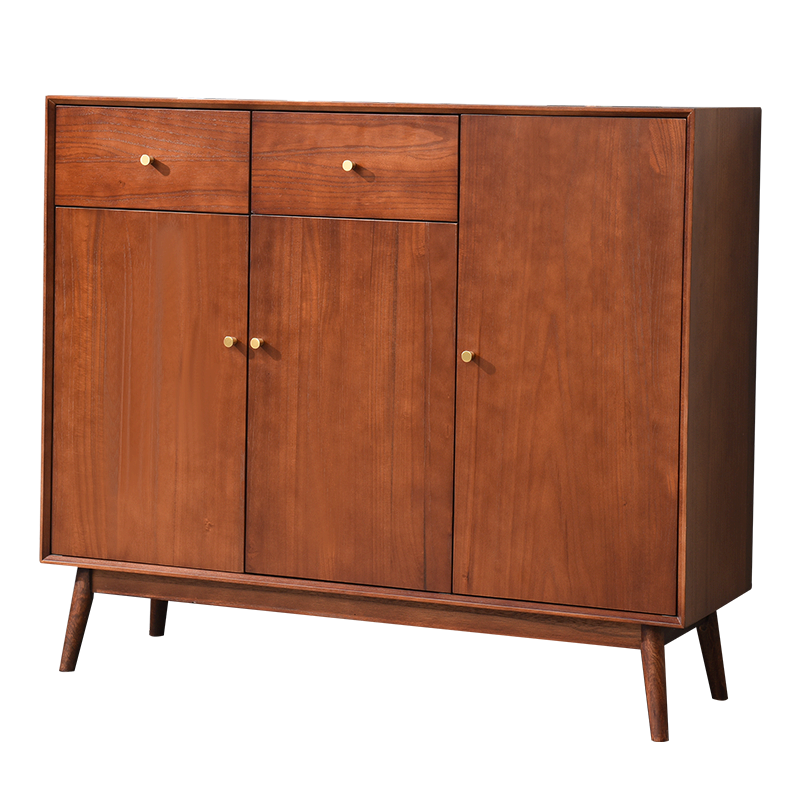 冯派  实木鞋柜现代简约门厅双门多层架储物柜客厅储物柜玄关鞋柜 LS2010009三门鞋柜 咖啡色