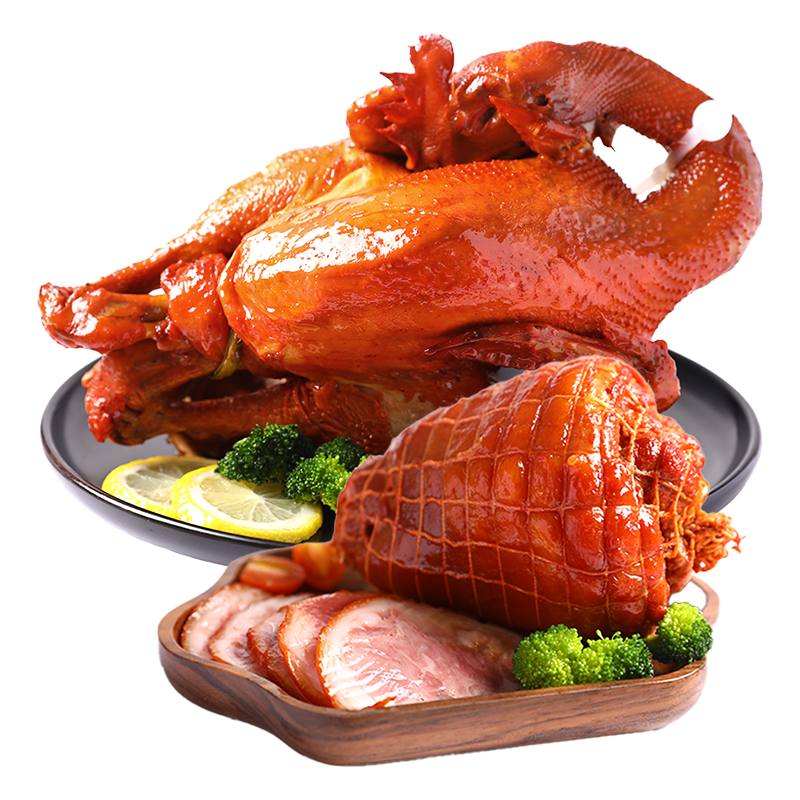 沟帮子悦享熏鸡猪肘组合1.2kg 冷藏熟食 开袋即食 东北特产 源头直发