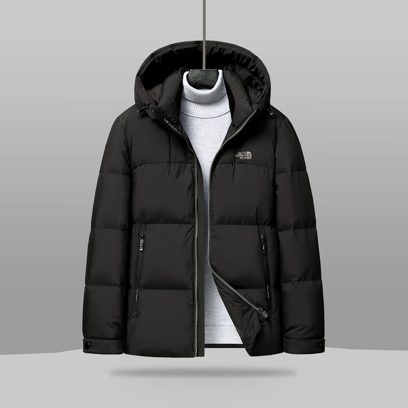 雪中飞新款百搭时尚男士短款连帽羽绒服休闲百搭保暖防寒显瘦亲肤 黑色|8056 XL 180/96A