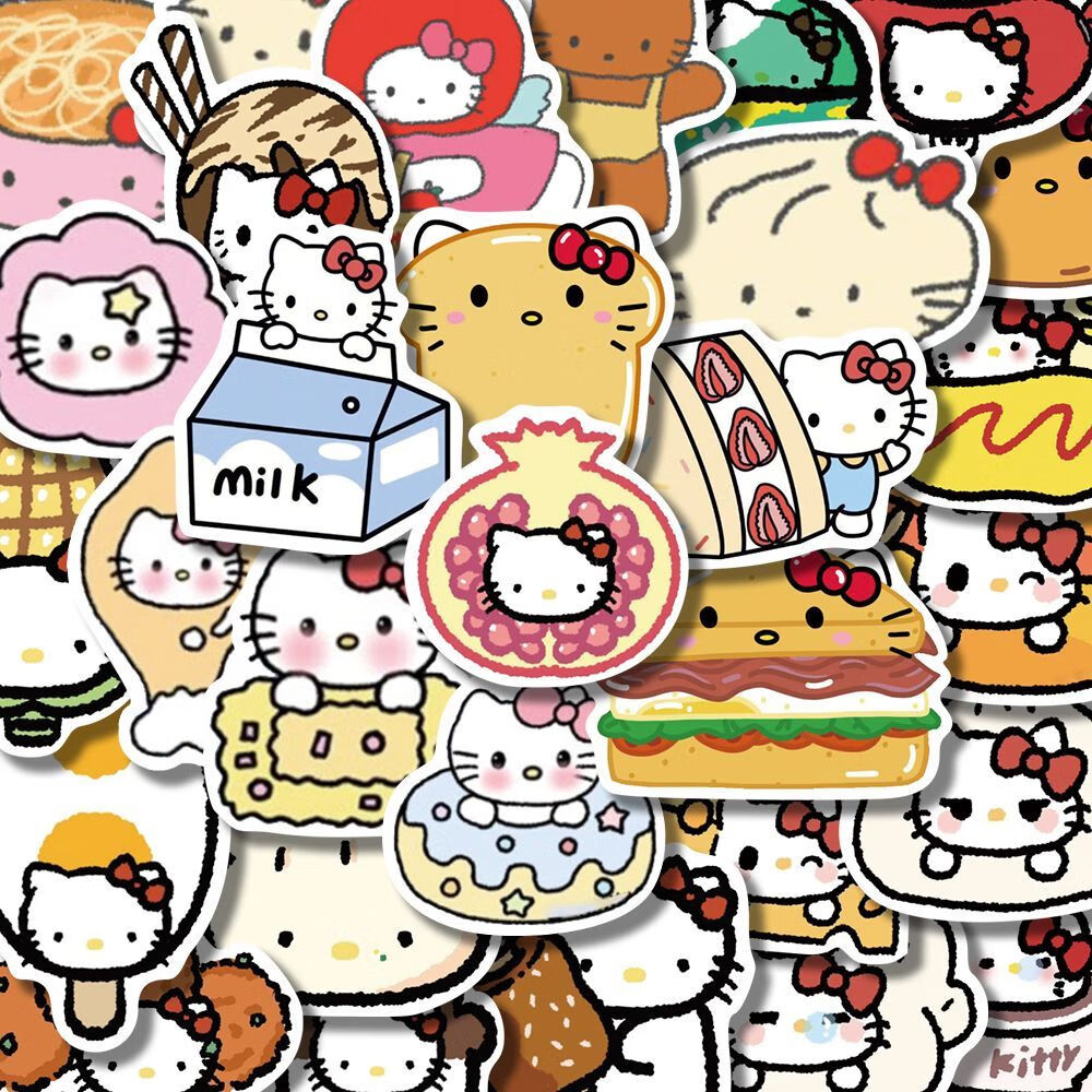 100张卡通可爱美食动漫周边贴纸高颜值q版贴画防水diy手机壳 100张