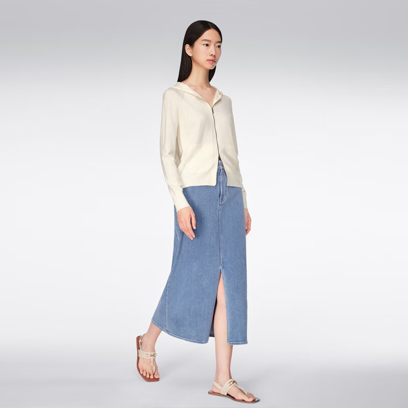 OVVOVV2024春夏新款女装休闲连帽针织开衫外套 米白(净色)02 M