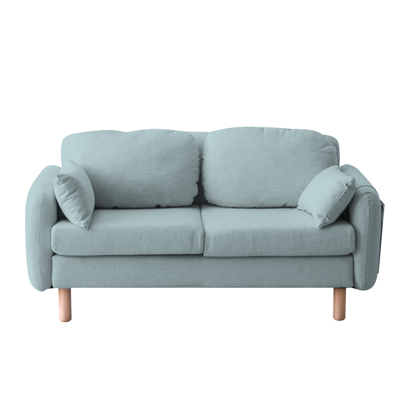 工来工往沙发布艺沙发北欧小户型双人位沙发客厅懒人沙发轻奢卧室简易休闲实木脚沙发棉麻高密度海绵 薄荷绿双人位1.2m+2个背枕+2个抱枕