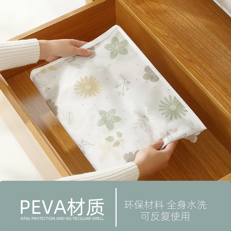 38304-岚牧 卡通印花衣物整理袋 被子收纳袋家用防尘棉被收纳袋 环保PEVA衣服被子收纳袋 【花色随机】 防尘防潮-2个装【花色随机】-详情图