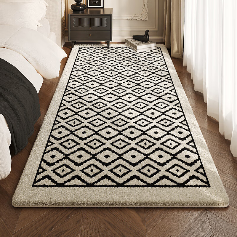 圣瓦伦丁法式床边地毯轻奢室内卧室毯房间床前地垫床下长条毛绒防滑脚垫 络语 40×120cm【亲肤环保/可机洗】