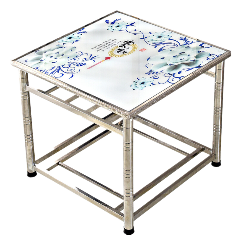 烤火架子不锈钢烤火桌子家用正方形多功能电烤火取暖桌烤火架四方桌饭餐桌 65【单杠】不锈钢单桌