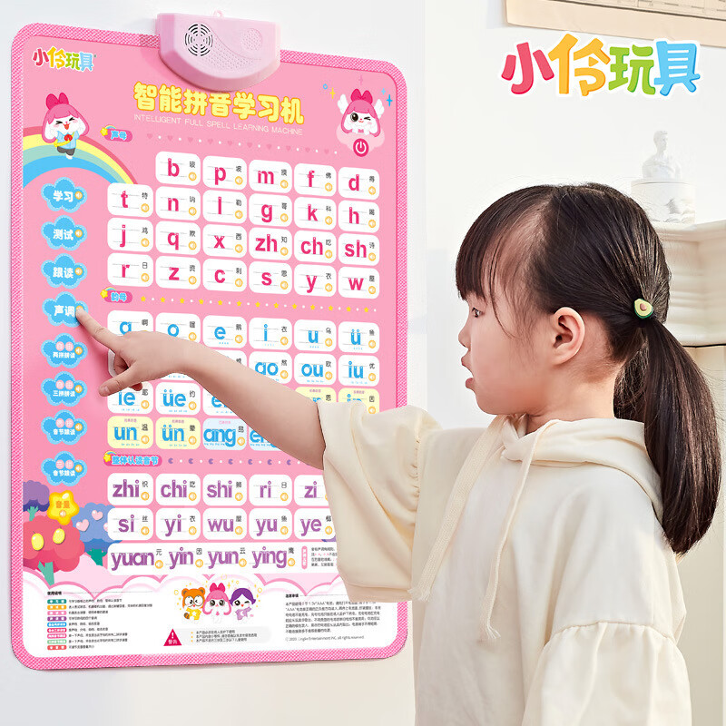 儿童早教学习点读机字母表墙贴学习声母韵母 拼音有声挂图(粉色)