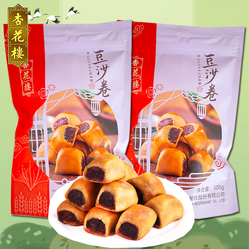 杏花楼上海杏花楼中式糕点豆沙卷袋装红豆早餐小面包点心休闲小零食