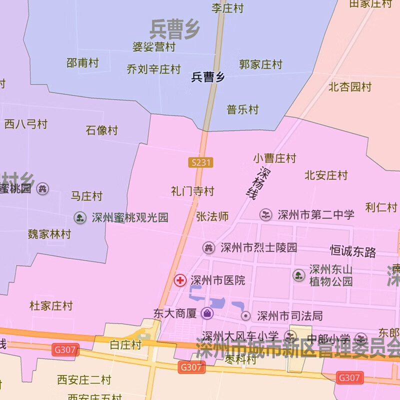 深州市地图1.1m交通行政区域划分防水贴图河北省衡水市新款