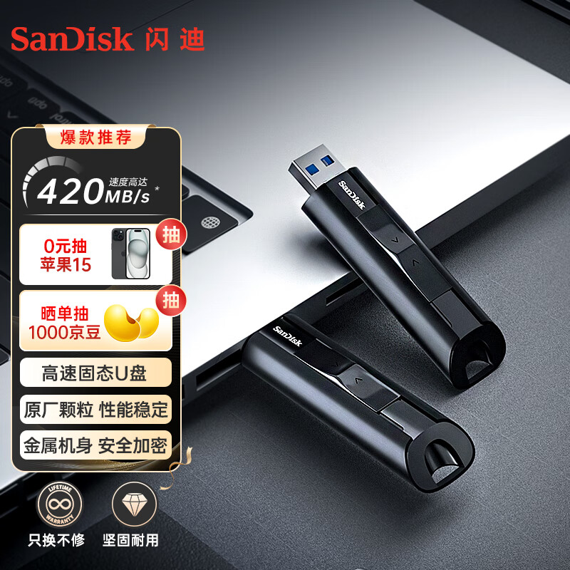 闪迪（SanDisk）128GB USB3.2至尊超极速固态U盘 CZ880 读速高达420MB/s 写380MB/s 移动固态硬盘传输体验使用感如何?