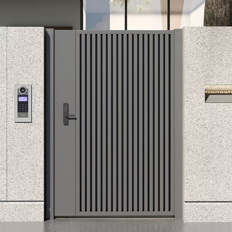 润华年铝合金庭院门别墅单双开子母户外大门花园格栅门铁艺不锈钢百叶