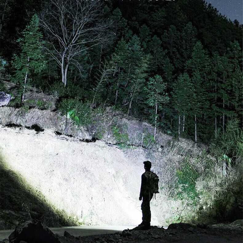 暗月强光战术手电野外生存穿天炮家用小型便携大容量多功能应急变焦 至尊款【家用超大容量】爆亮远射