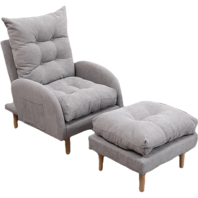 墨属 懒人沙发网红款小户型单人沙发椅阳台休闲椅卧室躺椅靠背椅 烟灰色+脚踏