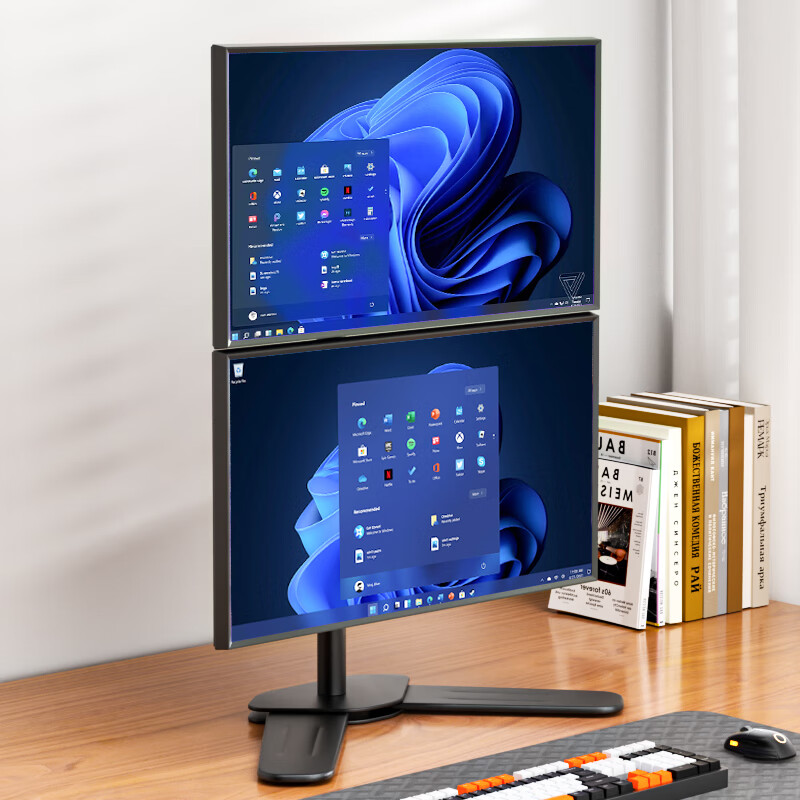 星凯仕上下双屏显示器支架双屏电脑桌面增高升降屏幕多分屏底座一拖二 上下双屏-底座款(17-27英寸)