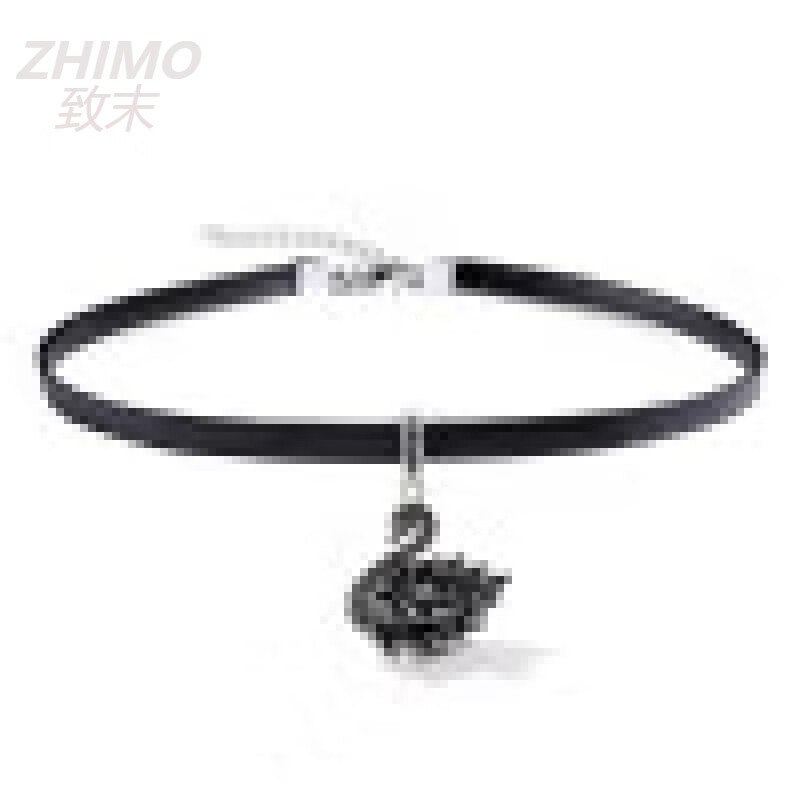 致末黑白天鹅项链女锁骨链小众设计感chocker项圈脖颈链 黑天鹅