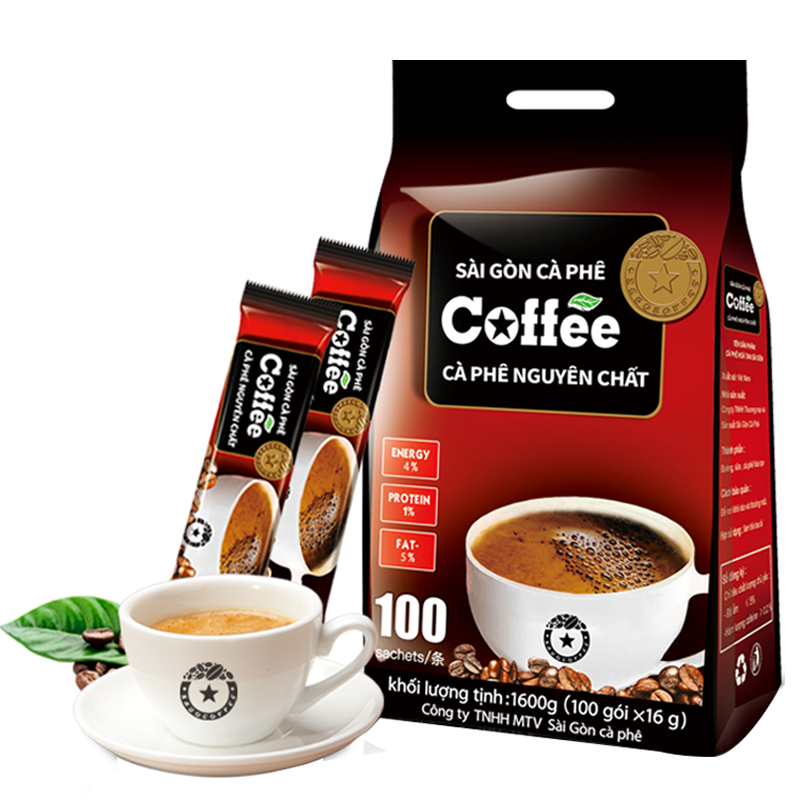 越南进口西贡咖啡三合一速溶咖啡粉袋装冲饮炭烧原味咖啡  原味咖啡1600g 100条