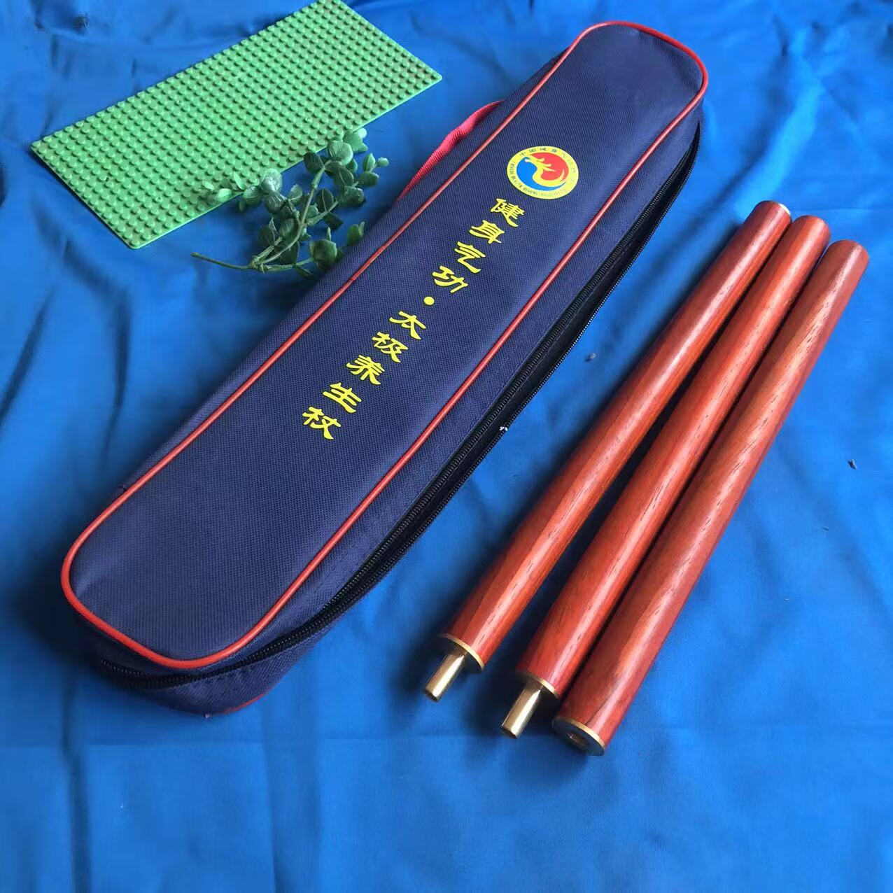 花梨木健身气功太极养生杖折叠武术棍拼接三合一实木鞭杆组合木棍 长1