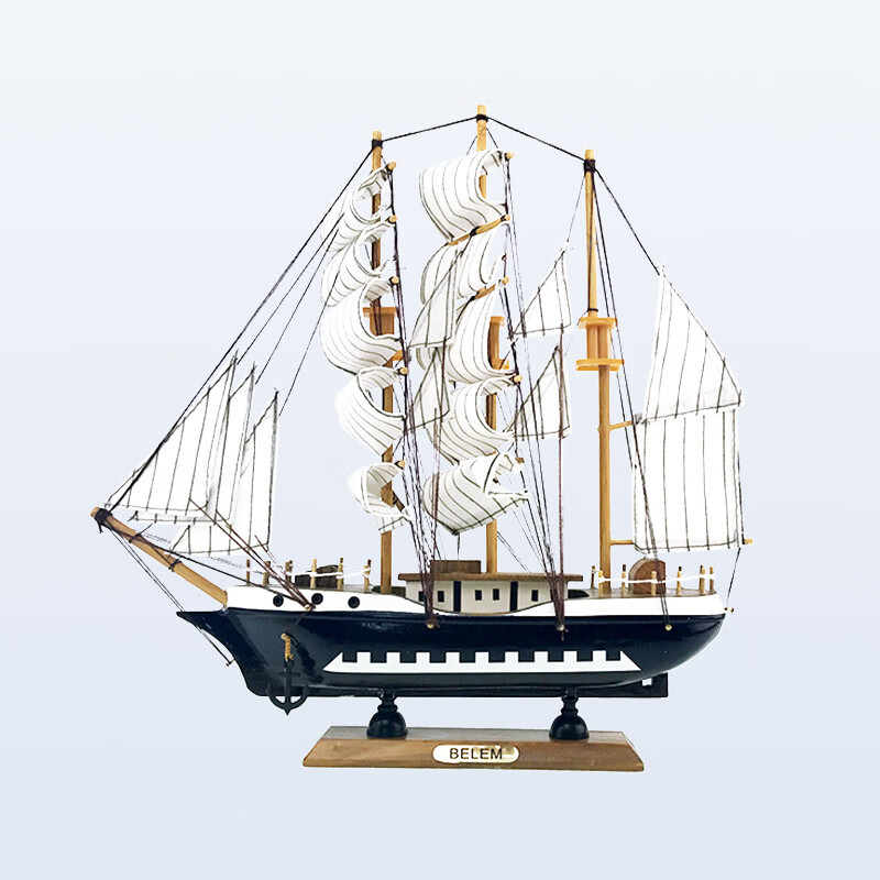 【品质好物】实木质仿真小帆船模型一帆风顺工艺品摆件酒柜儿童房办公
