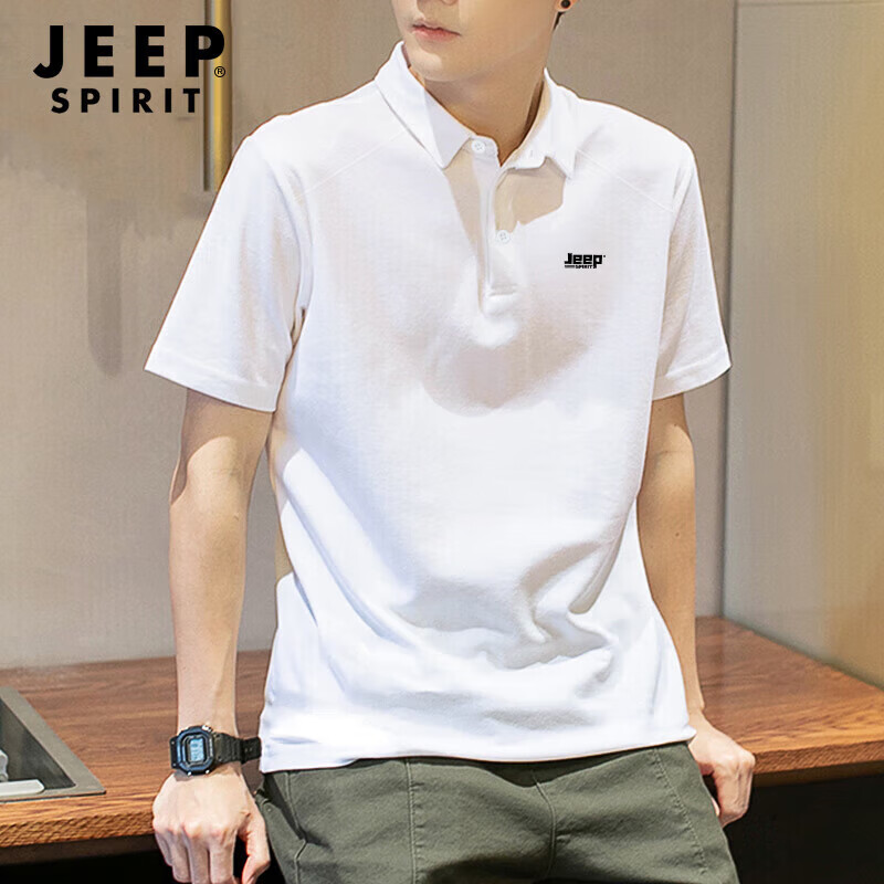 Jeep短袖t恤男装透气夏季T恤翻领polo衫男速干冰丝休闲运动上衣 2008