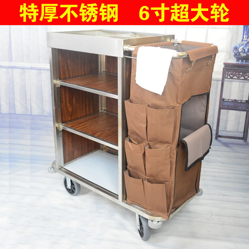 工作车宾馆房口车保洁清洁车布草车推车配件 特厚钢木单边车配5寸轮
