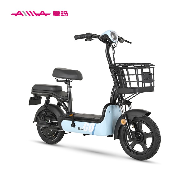 爱玛aima电动车电动自行车铅酸电池小蜜豆纯享版4812薄荷蓝/亚黑