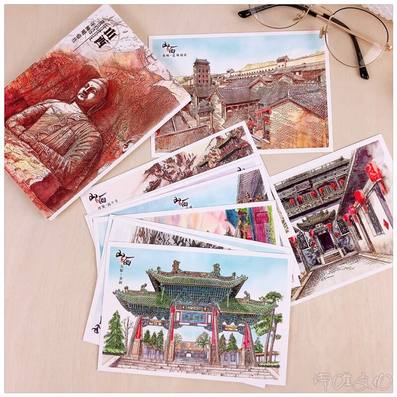 山西手绘明信片太原悬空寺晋城大同忻州木塔灵石祁县壶口瀑布卡片 10张 山西 手绘版明信片怎么样,好用不?