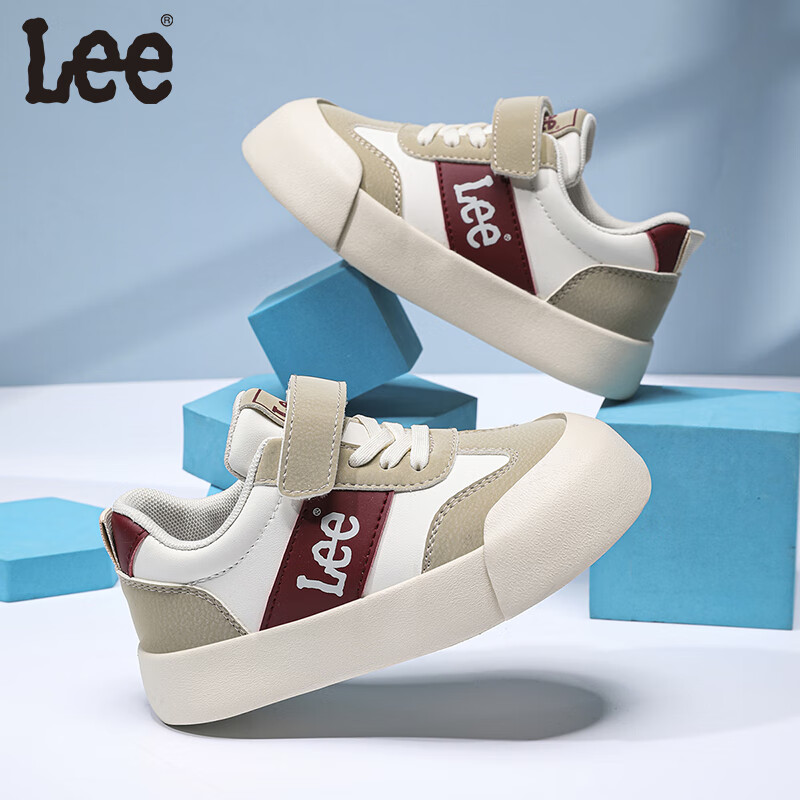 Lee儿童运动鞋百搭舒适休闲鞋新款男女童软底运动休闲鞋儿童板鞋 米酒红   36 【建议脚长215mm】