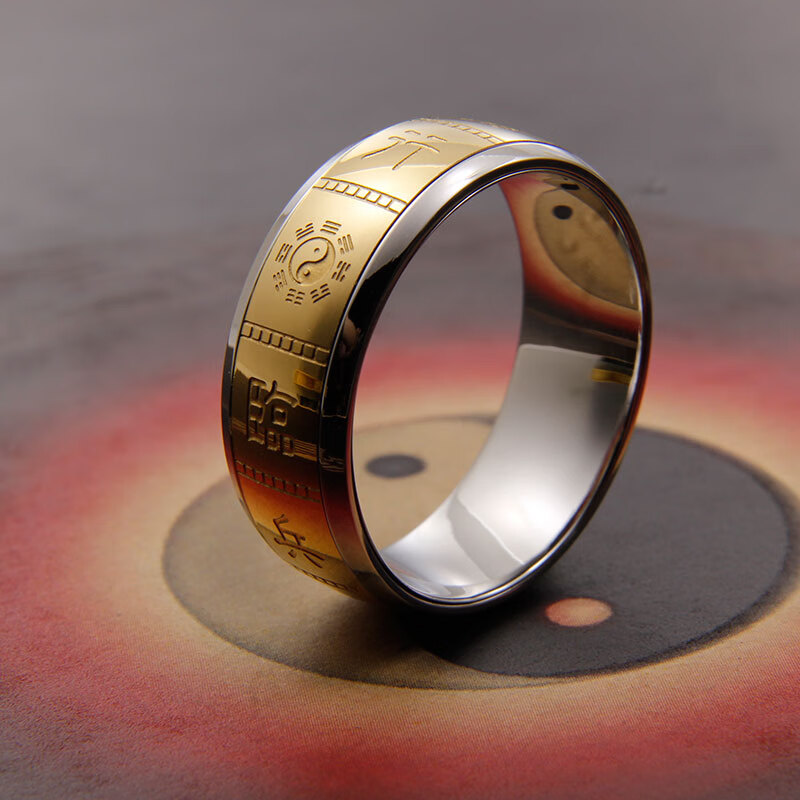 御漪道家九字真言临兵斗者皆阵列前行旋转戒指原创设计民族风国学镀金