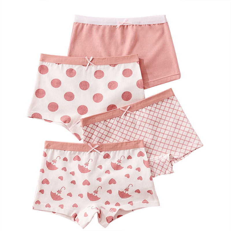 浪莎儿童内裤女童内裤纯棉学生宝宝舒适内裤女孩4条装 雨伞圆点120