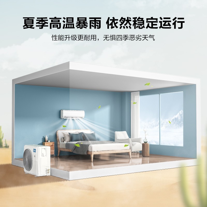 美的（Midea）冷静星II 大1匹 新一级变频冷暖 防直吹 APP智能 家用卧室空调挂机 KFR-26GW/BP3DN8Y-PH200(1)