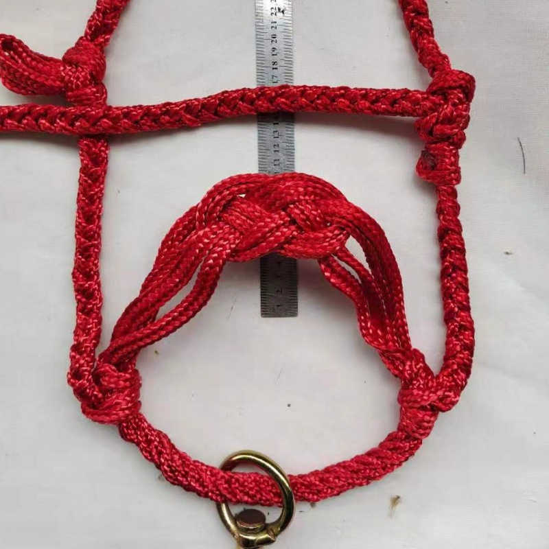 晗畅精品马龙头套 牛龙头套 纯手工编织 飞机网绳编制 精品花全边红色