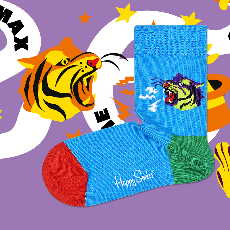 Happy Socks瑞典潮牌 马戏团童袜彩色男女宝宝ins潮儿童中筒袜子 大嘉年华 2双 7-9岁