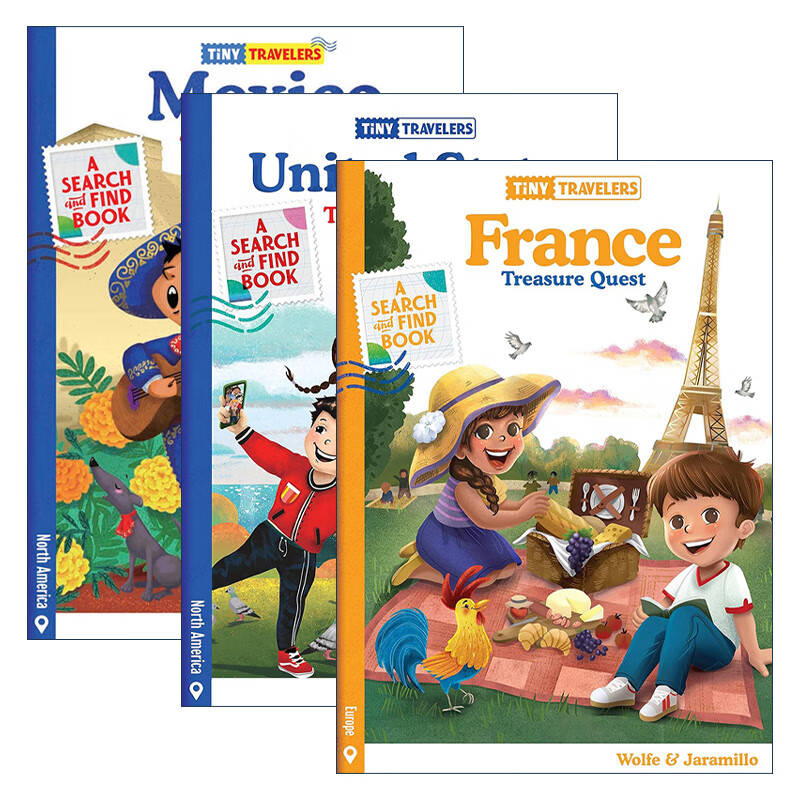 【现货 快速发货】英文原版 tiny travelers 书游小世界 寻宝记 3册
