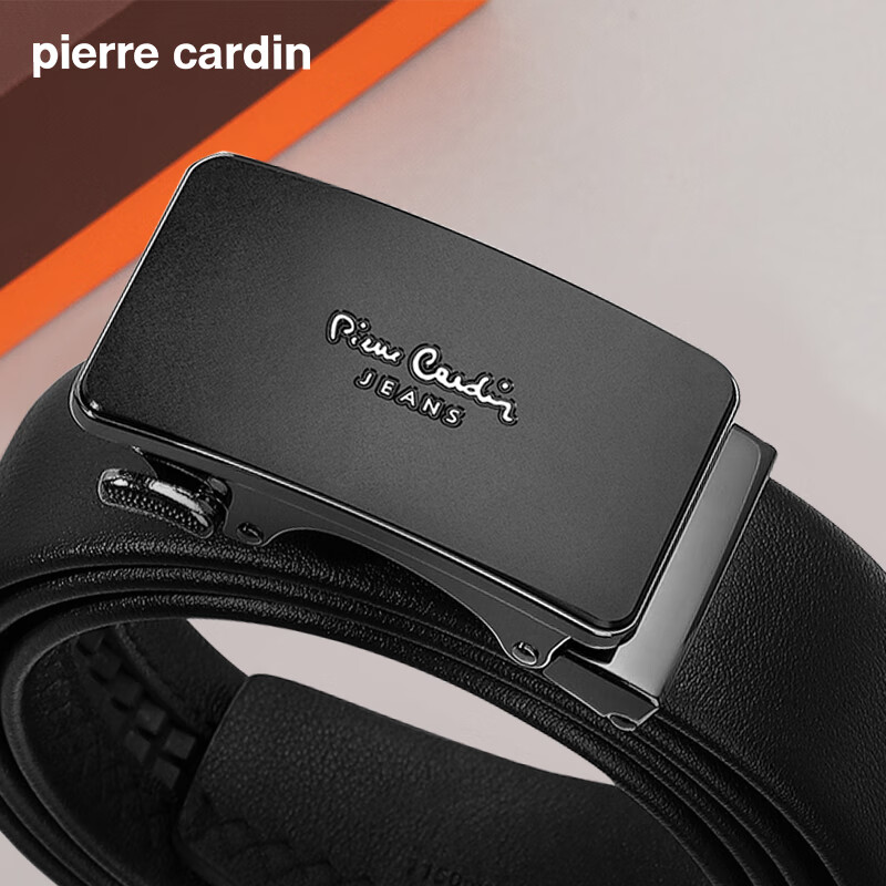 cardin)皮带男士牛皮自动扣商务腰带纯牛皮年轻人裤腰带新款 枪色银色