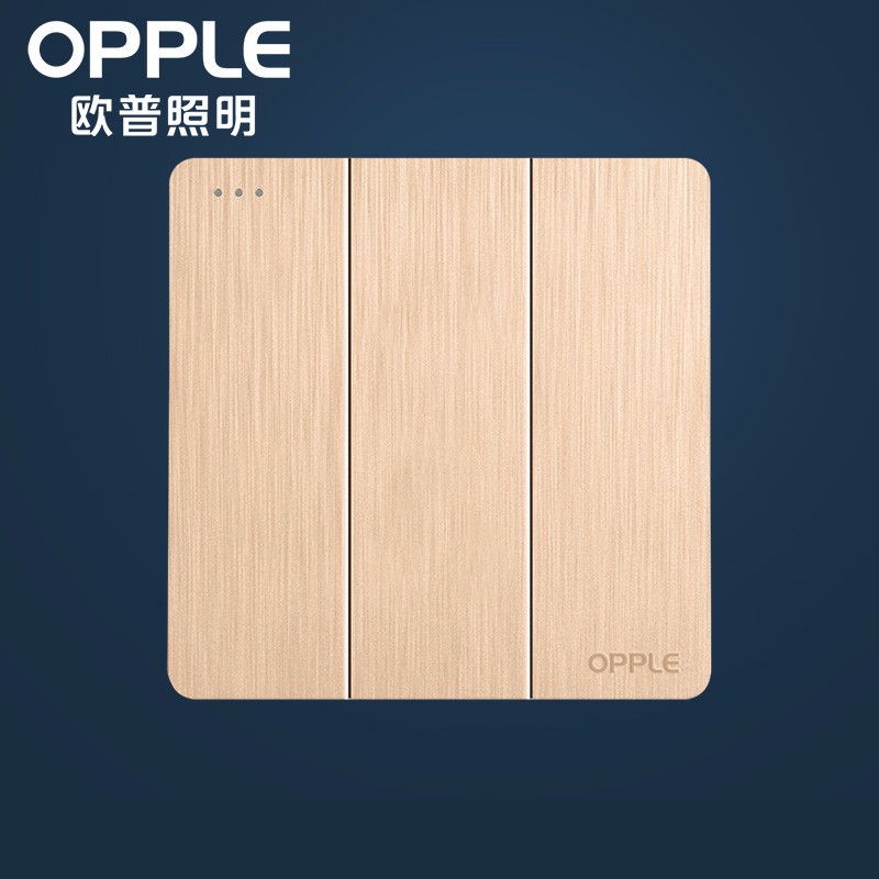 欧普照明(opple)开关插座86型三开双面板k11金色