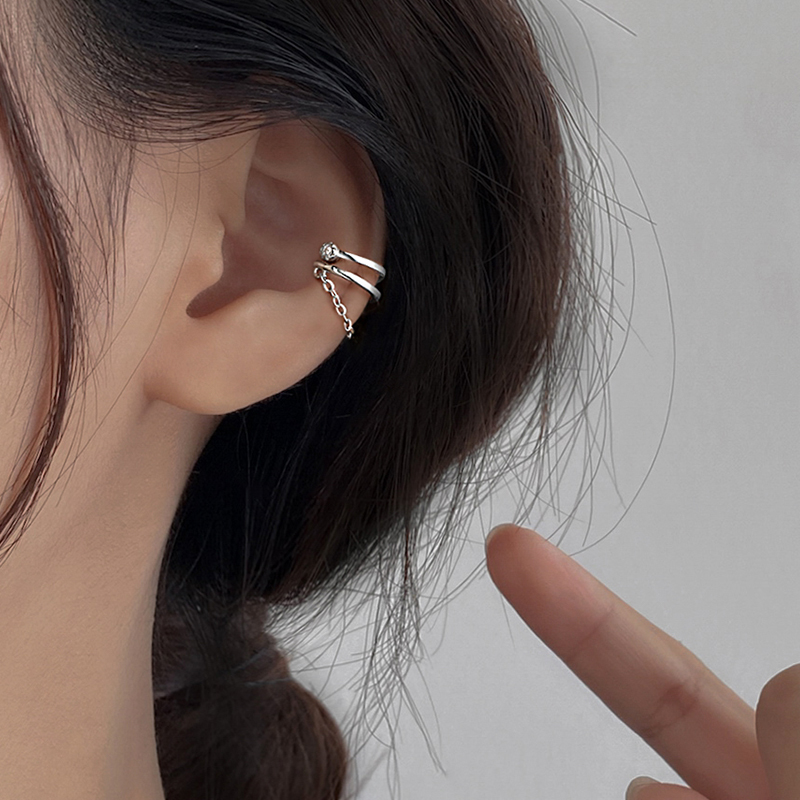 九鹿美兮 925银气质耳骨夹无耳洞女个性耳廓夹感冷淡风耳饰 925银 单