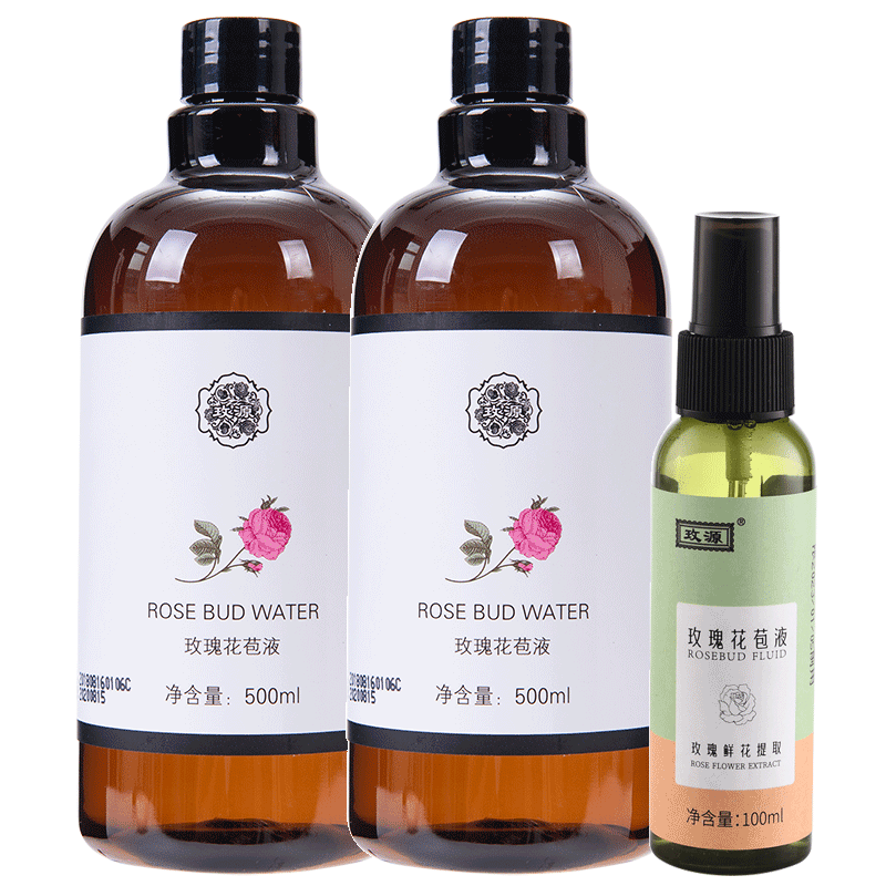 玫源玫瑰花苞液精油純露補(bǔ)水保濕抗皺緊致柔膚水1100ml花田植物水肌密 玫瑰花苞液1100毫升(2大1小)