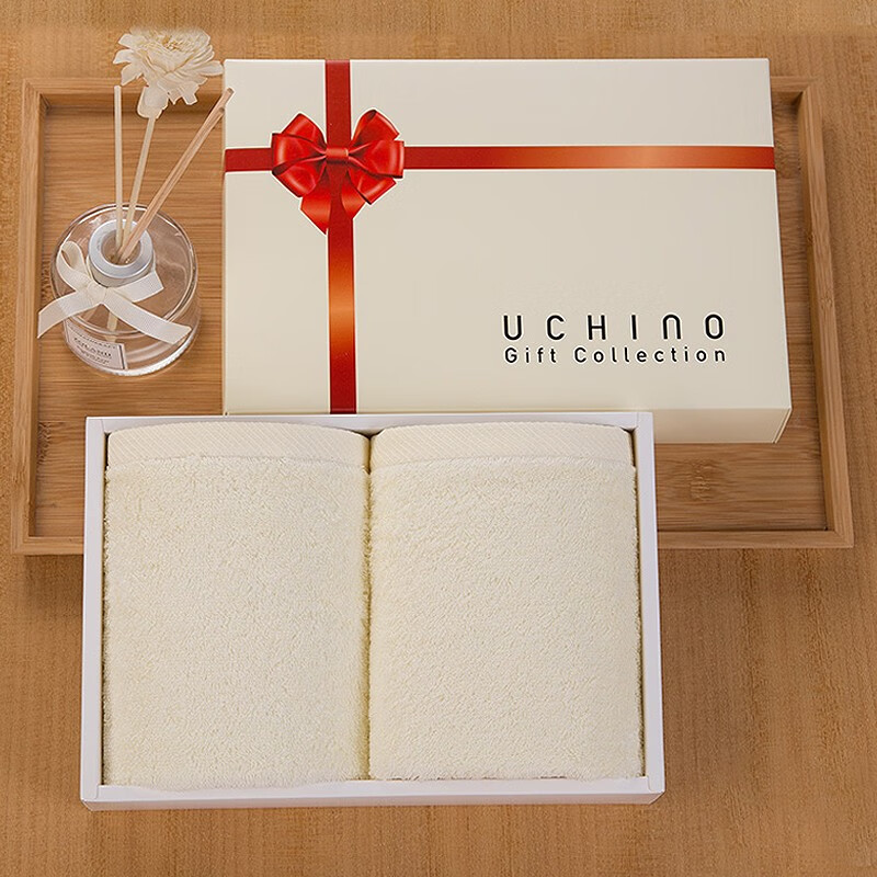 内野（UCHINO） 淡雅季系列面巾2条装礼盒-Y黄色