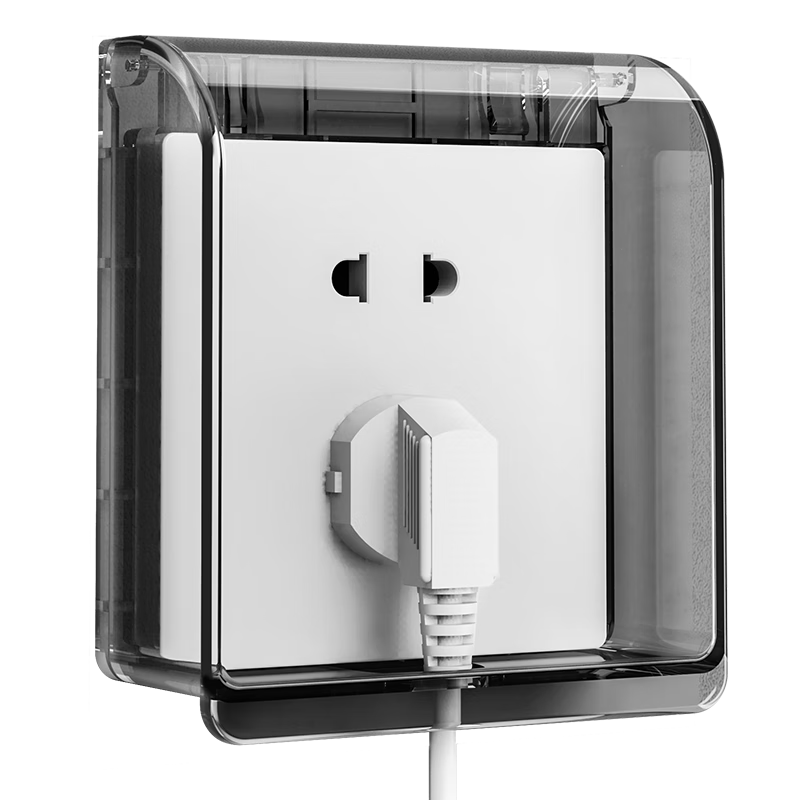 國際電工86型插座防水罩自粘貼式開關(guān)電源保護蓋套防水盒浴室衛(wèi)生間防濺盒 一位防水盒-86型通用【黑透明】