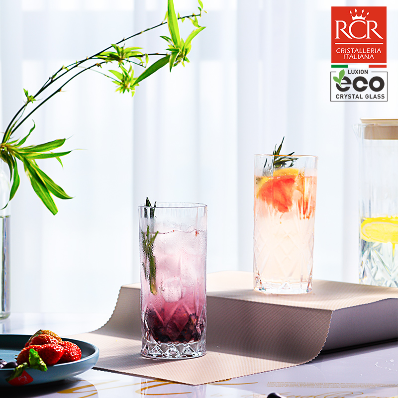 RCR进口水晶玻璃茶水杯套装女生家用泡茶绿茶杯高颜值透明调酒果汁杯 【傲柏系列】水晶玻璃 350ml 6只