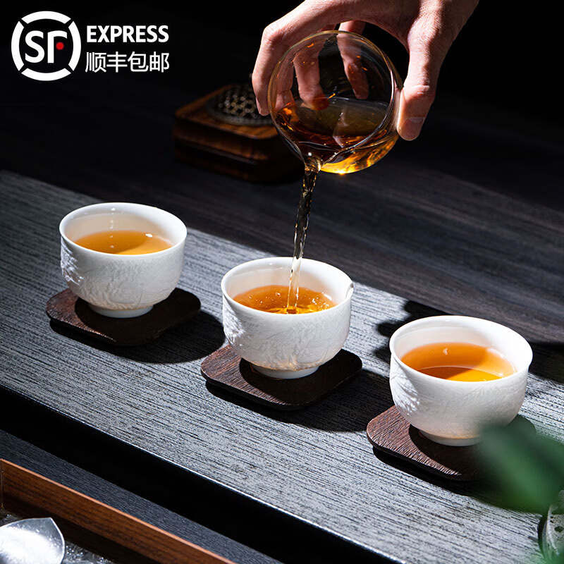 守勤堂景德镇陶瓷手工高端功夫茶杯茶具个人主人杯单杯办公室喝茶品茗杯 黄守良清明上河图主人杯 130ml