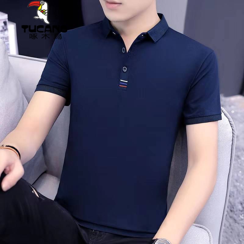 啄木鸟plo衫男t恤男港风短袖男polo衫2021夏季潮牌修身翻领丅恤韩版