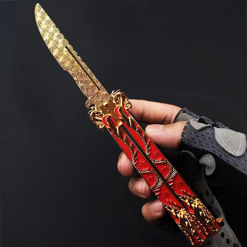 颂呵梵蝴蝶刀甩手刀csgo周边不开刃折叠刀武器模型帅气儿童训练炫酷